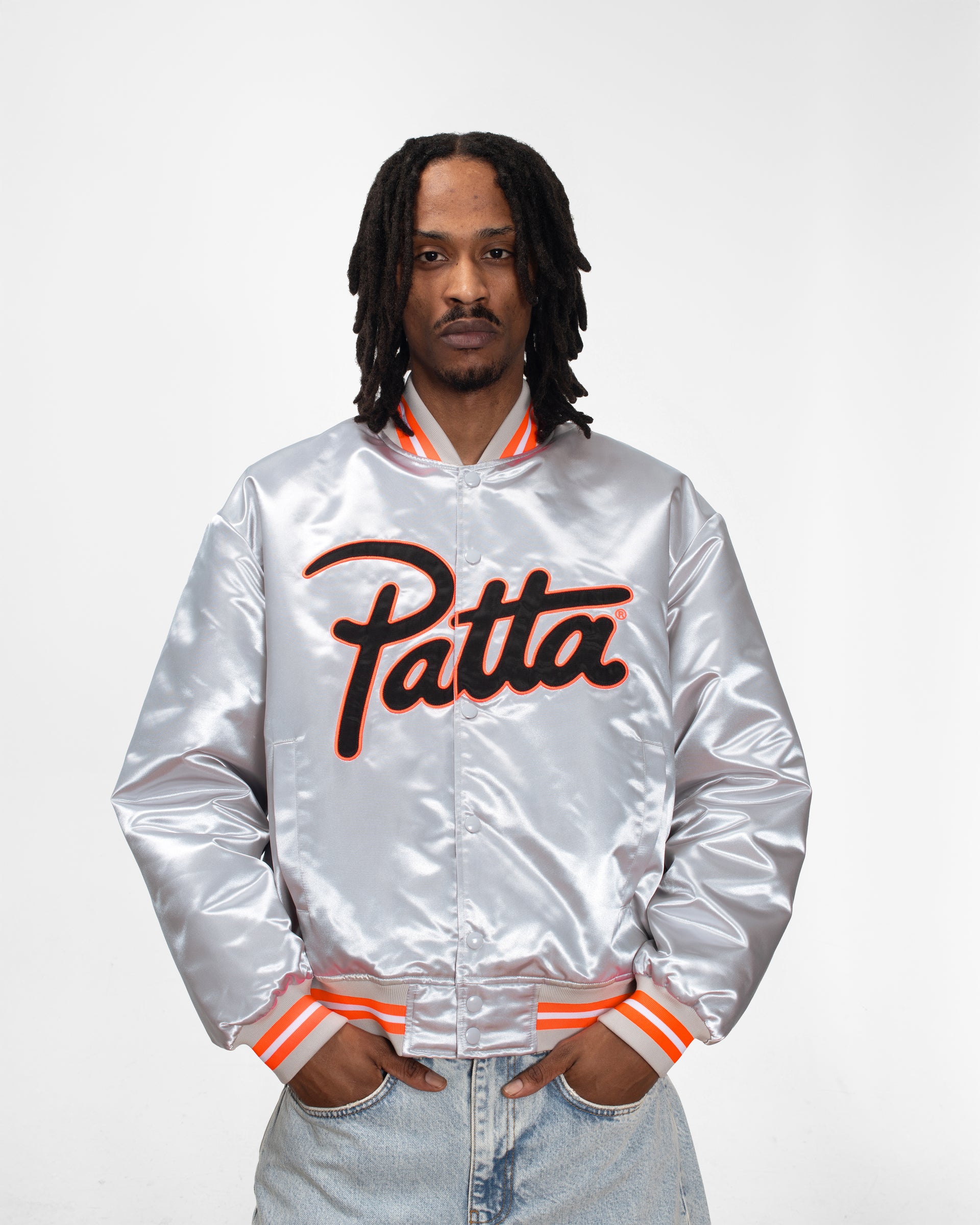 Patta Classic Satin Bomber Jacket (Lunar Rock)