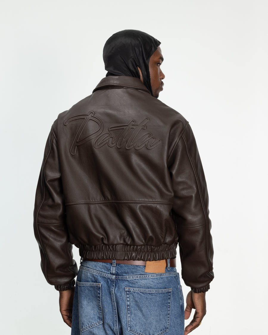 Patta Leather Bomber Jacket (Coffee Bean)