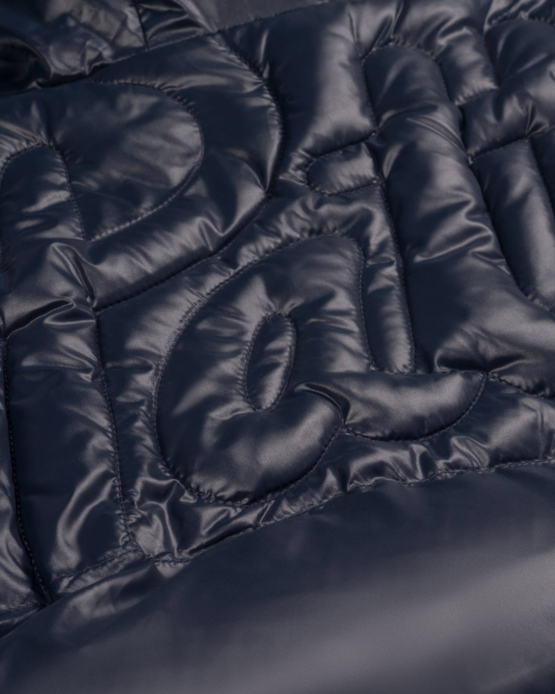 Patta Quilted Script Logo Puffer Jacket (Navy)