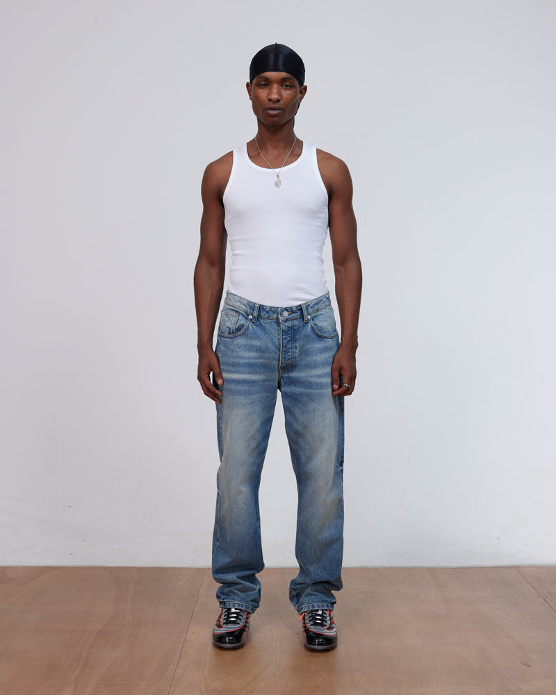 Patta Aqua Whiskers Straight Leg Denim Pants (Blue Denim )