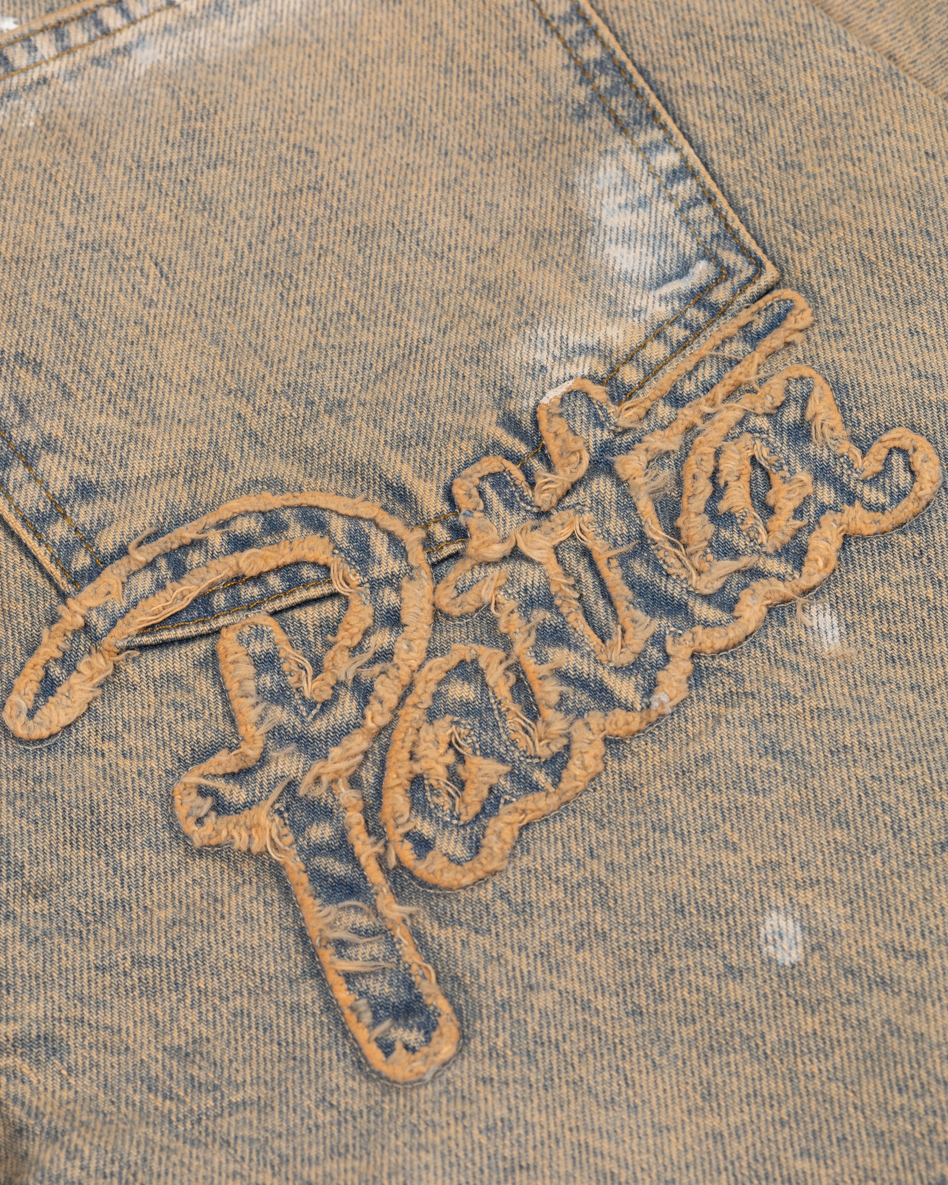 Patta Dirty Splatter Straight Leg Denim Pants (Sandwashed Light Blue Denim)