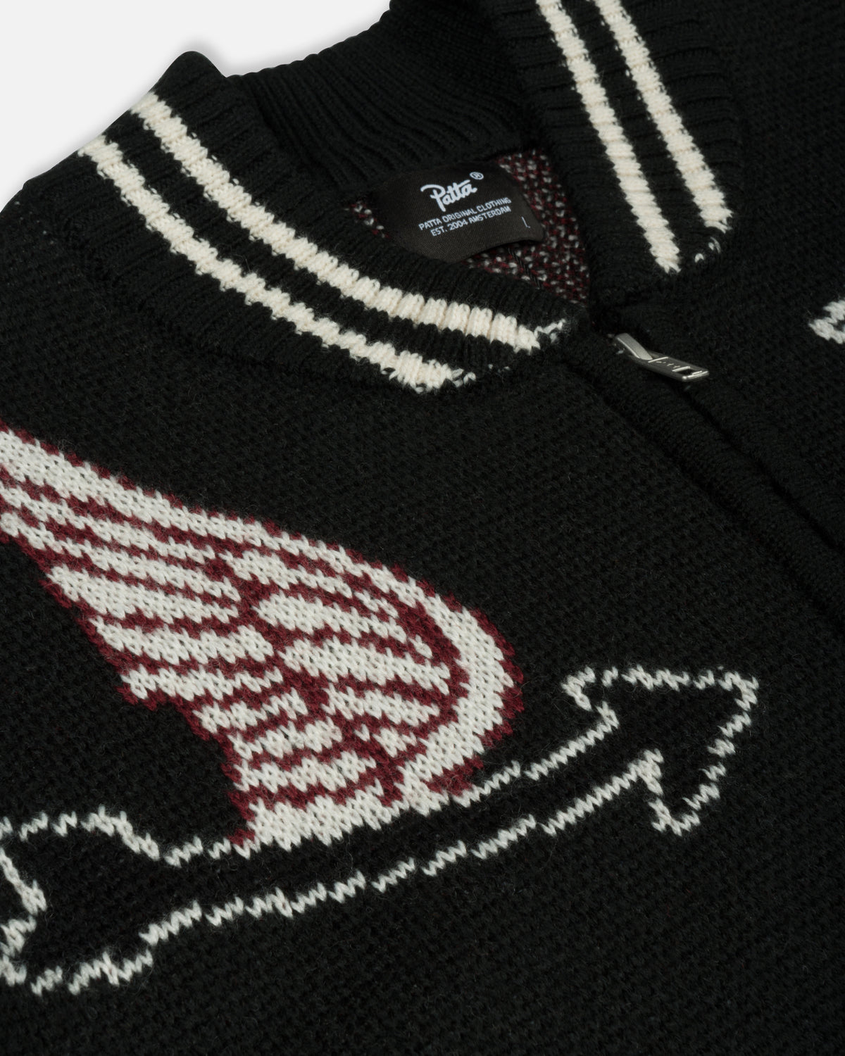 Patta Varsity Knitted Cardigan (Black)