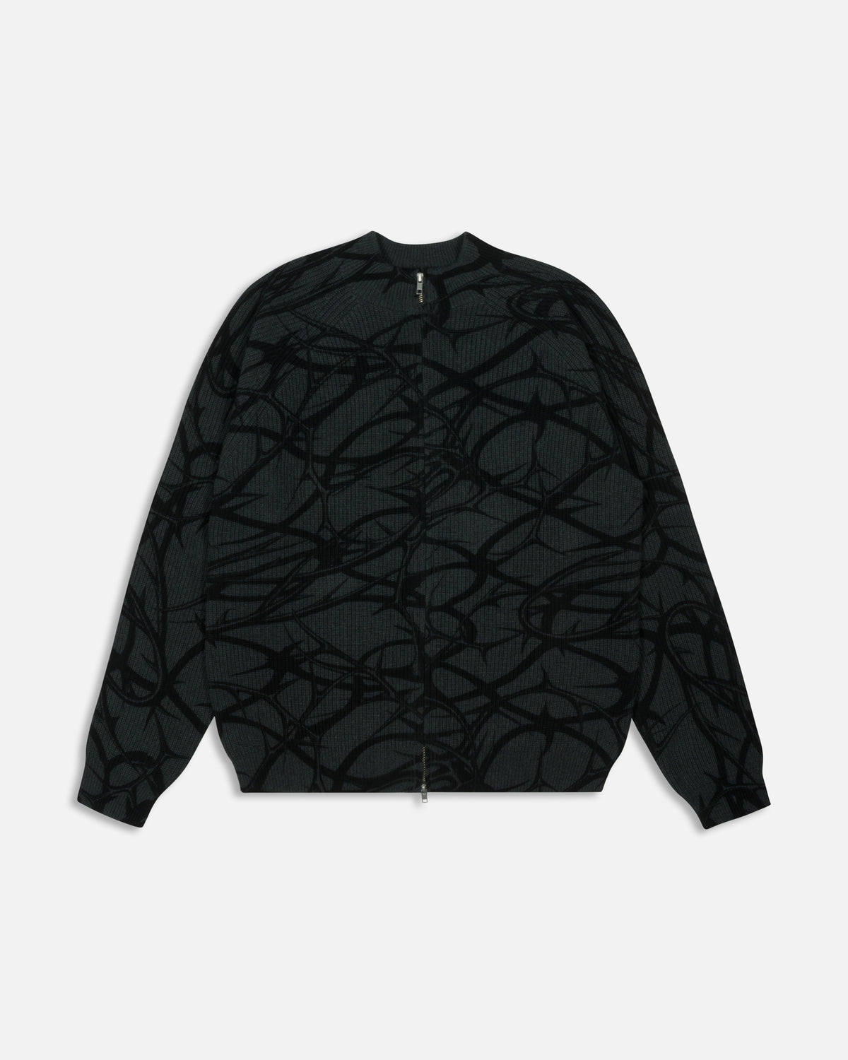 Patta Ribbed Knitted Cardigan (Grey Pinstripe)