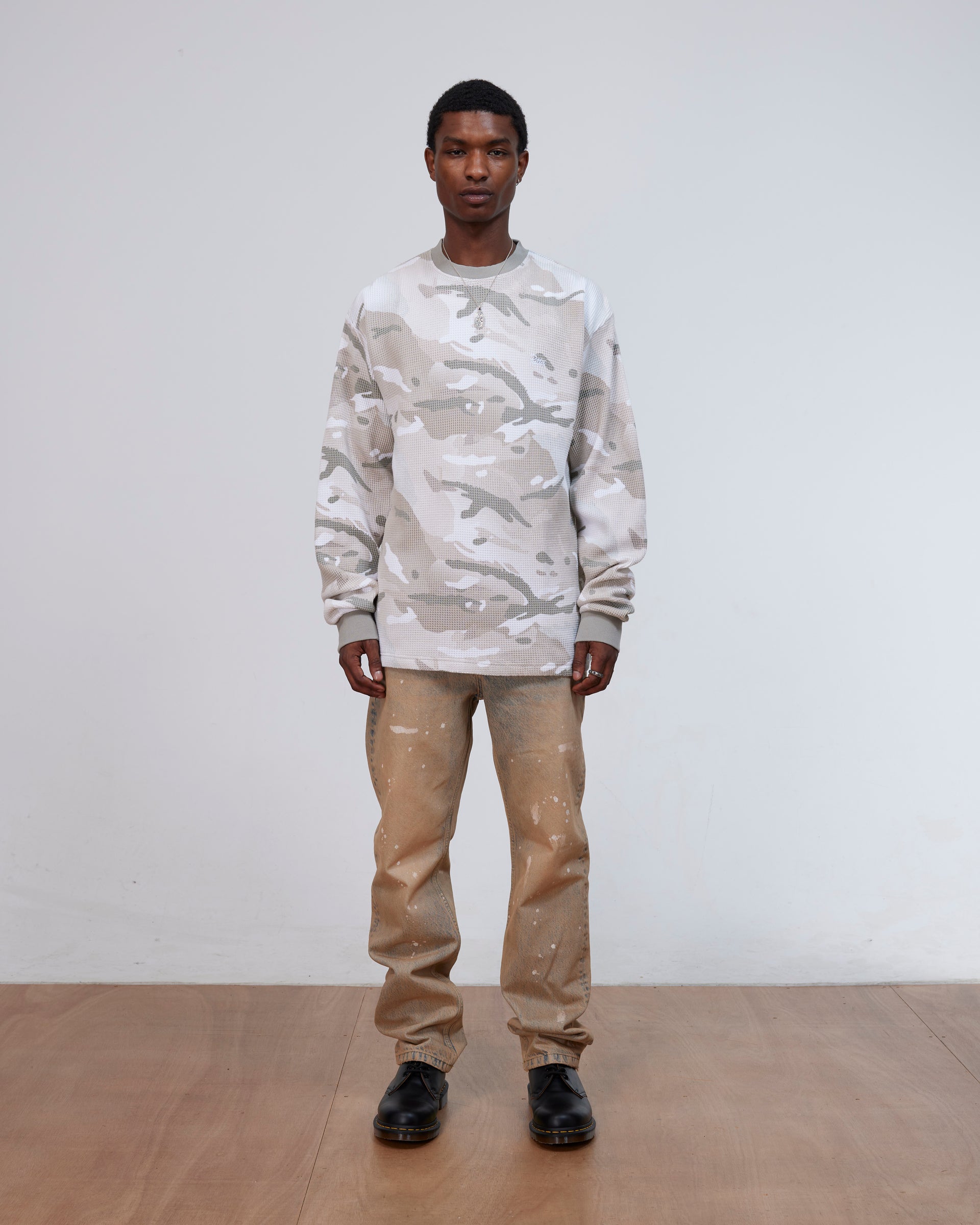 Patta Ghost Spray Camo Waffle Long Sleeve (Pussywillow Grey)
