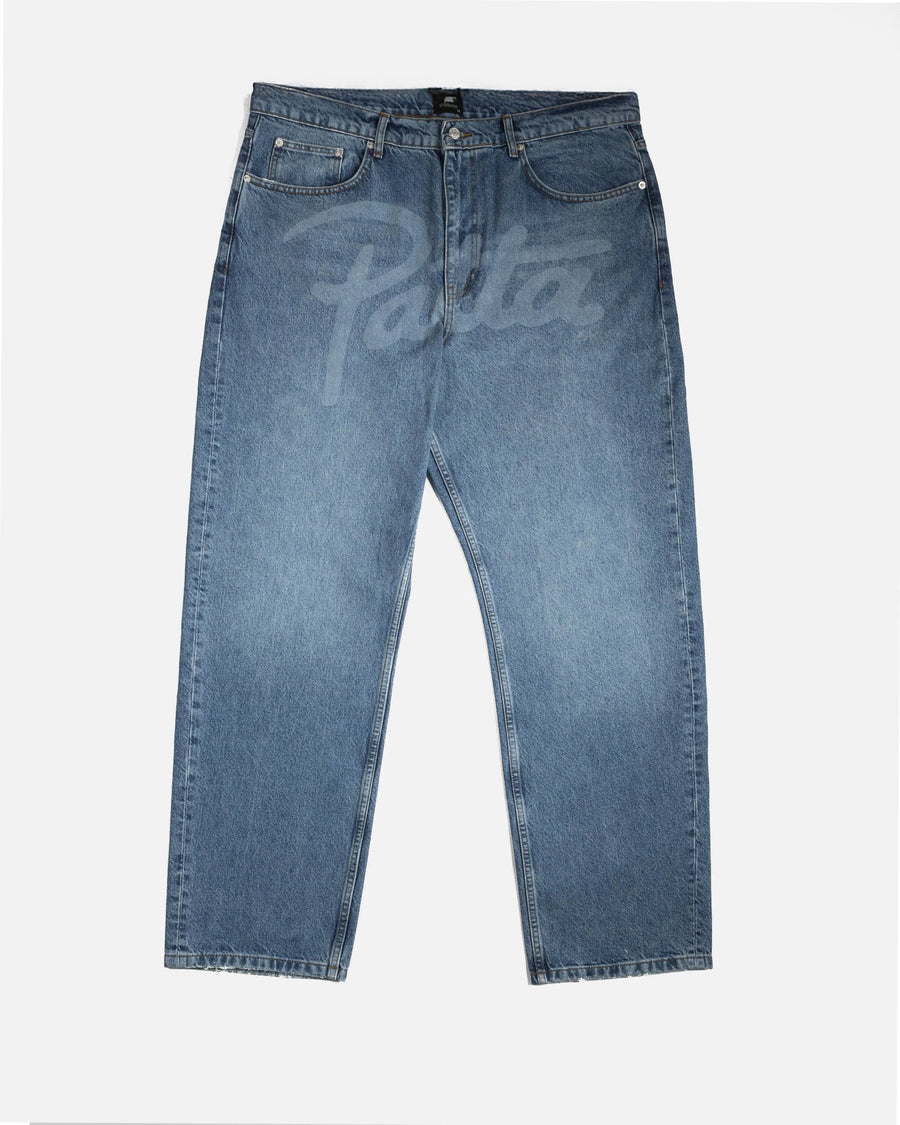 Patta Laserprint Whiskers Denim Pants (Light Blue Denim)